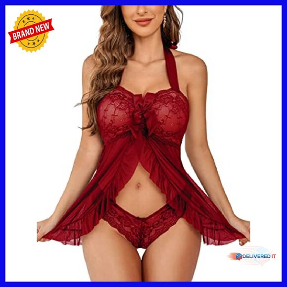 Girls Lace Babydoll Dress Halter Nightgown Open Front Maternity - Picture 2 of 8